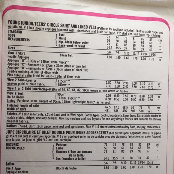 Simplicity 9154 Vintage Poodle Skirt Size 5/6 7/8 - Picture 7 of 11